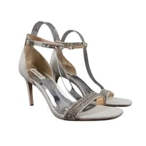 Badgley Mischka Shoes Womens 10 Pump Heels Formal Evening Ankle Strap Rhinestone